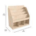 Flash Furniture Bright Beginnings Commercial Grade Modular Wooden Classroom 4 Tier Bookstand with 3 Storage Compartments-Natural-Greenguard Certified Wood for Healthier Air Quality