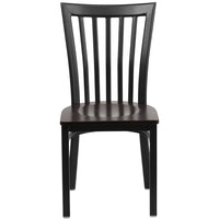 Flash Furniture HERCULES Series Black School House Back Metal Restaurant Chair - Walnut Wood Seat-Metal Chair