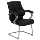 Flash Furniture Black Leather Executive Side Reception Chair with Silver Sled Base-Contemporary Style
