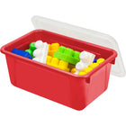 Storex Small Cubby Bin with Cover - Classroom Red - 5 Pack-Clear lid is included with each bin