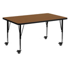 Flash Furniture Mobile 30''W x 60''L Rectangular Activity Table, 1.25'' Oak Laminate Top, Preschool Legs (XUA3060RECOKHPC)-Oak/Chrome, Laminate, Steel