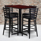 Flash Furniture 24''W x 42''L Rectangle Mahogany Laminate X-Base Table Set with 4 Ladder Back Metal Bar Stools, Black Vinyl Seat-Set Includes 4 Bar Stools, Rectangle Table Top and X-Base