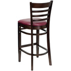 Flash Furniture HERCULES Series Ladder Back Walnut Wood Restaurant Barstool - Burgundy Vinyl Seat-Burgundy Vinyl Upholstered Seat