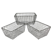 Cathay Importers Rustic Wire Basket, 11.5"W, 3/Pack (EC-10-2315)-Strong and durable wire construction