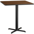 Flash Furniture 42" Square Walnut Laminate Table Top with 33" x 33" Bar Height Table Base-Bar Height Hospitality Table