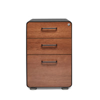 Poppin Stow 3-Drawer File Cabinet - Black and Walnut-Stow 3-Drawer File Cabinet - holds letter and legal