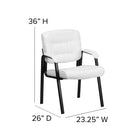 Flash Furniture Leather Executive Side Reception Chair with Black Metal Frame - White-Black Metal Frame
