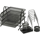 Staples Metal Mesh 4-Piece Desk Organizer Set - Black-4-Piece metal mesh accessory combo