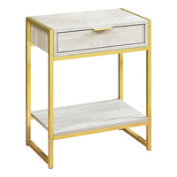 Monarch Specialties 3483 Accent Table - 24"H/Beige Marble/Gold Metal-Spacious rectangular table top finished in an elegant beige marble-look