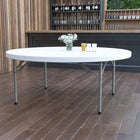 Flash Furniture 72" Round Granite Plastic Folding Table, White-Waterproof, Impact and Stain Resistant Top