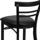 Flash Furniture HERCULES Series Black Two-Slat Ladder Back Metal Restaurant Barstool - Black Vinyl Seat-2.5'' Thick Foam Padded Seat