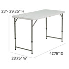 Flash Furniture 24"W x 48"L Height Adjustable Bi-Fold Granite White Plastic Folding Table-1.5" Thick Granite White Table Top