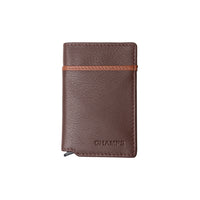 Champs Leather RFID Secure Case Wallet - Brown-Genuine Leather