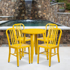 24'' Round Yellow Metal Indoor-Outdoor Table Set with 4 Vertical Slat Back Chairs [CH-51080TH-4-18VRT-WH-GG]-24"W x 24"D x 29"H