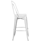 Flash Furniture 30" High Distressed Metal Indoor-Outdoor Barstool with Back - White-Curved Back with Vertical Slat