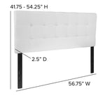 Flash Furniture Bedford Tufted Upholstered Full Size Headboard - White Fabric-Black Metal Stands with Adjustable Bed Rail Slots