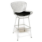 Nicer Furniture Bertoia Chrome Wire Frame Barstool - Black-Seat and base made from welded steel rods