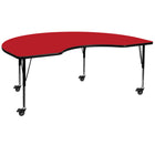 Flash Furniture Mobile 48"W x 72"L Kidney HP Laminate Activity Table - Red-Collaborative Kidney Activity Table
