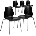 Flash Furniture HERCULES Black Stack Chair with Lumbar Support & Silver Frame - 5 Pack-770 lb. Weight Capacity