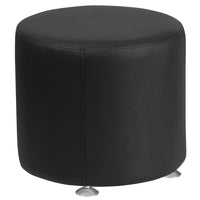Flash Furniture HERCULES Alon Black Leather 18" Round Ottoman-Round Ottoman