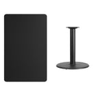 Flash Furniture 30" x 48" Rectangular Black Laminate Table Top with 24" Round Table Height Base-Black Laminate Top