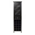 Winsome Burgundy Wine Cabinet 15-Bottle, Glass Door, Black-Glass Door, Drawer, Wine Storage