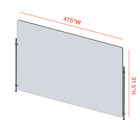 Mark Maker Rod Sneeze Guard - 47.5" W x 31.5" H panel 1/4" Clear Acrylic and 24" high aluminum rod set - no pass through-Made from 1/4” clear acrylic.