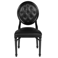 Flash Furniture HERCULES Series King Louis Chair with Tufted Back, Black Vinyl Seat & Black Frame-Classic Style