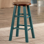 Winsome Wood Ivy 24" Counter Stool Rustic Teal with Walnut Seat (62224)-Sturdy Square Legs