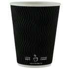 Tannex Double Wall Ripple Paper Coffee Cup, 12oz/360ml, Black, 500 Pack-Serve your hot and cold beverages with confidence