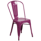 Flash Furniture Purple Metal Indoor-Outdoor Stackable Chair-500 lb. Weight Capacity