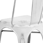 Flash Furniture Distressed Metal Indoor-Outdoor Stackable Chair - White-Drain Holes in Seat