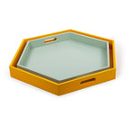 CTG Wooden Hexagon Tray, White, Yellow, 2 Pack-Cut-out handles for easy grip and portability for serving food