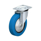 Blickle Blue Elastic Rubber Caster, Wheel Diameter: 8" (203 Mm), Caster Type: Swivel (L-POEV 200R-SB-FA)-Wheel Diameter: 8" (203 mm)