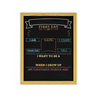 Quartet First Day of School Reusable Chalkboard, 11" x 14"-Black chalkboard with colourful "First Day Of" template