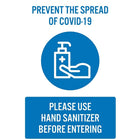 Mark Maker Re-Stick Cling Vinyl 12" x 18" - Prevent The Spread Of Covid-19, Please Use Hand Sanitizer Before Entering-Re-Stick Cling Vinyl
