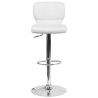 Flash Furniture Contemporary Vinyl Adjustable Height Barstool with Vertical Stitch Back & Chrome Base - White - 2 Pack-Set of 2 Contemporary Style Stools
