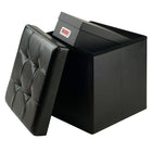 Winsome Ashford 15" x 15" Ottoman with Storage, Faux-Leather, Black (20415)-Instant, easy assembly