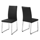 Monarch Specialties 1092 Dining Chair - Black Leather-Look/Chrome - 2 Pack-Dining room chair