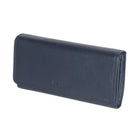 Club Rochelier Ladies Clutch Wallet with Checkbook & Gusset - Navy-Front flap closure with snap