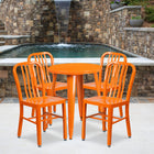 24'' Round Orange Metal Indoor-Outdoor Table Set with 4 Vertical Slat Back Chairs [CH-51080TH-4-18VRT-OR-GG]-24"W x 24"D x 29"H