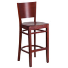Flash Furniture Lacey Series Solid Back Mahogany Wood Restaurant Barstool-800 lb. Weight Capacity