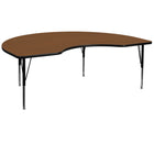 Flash Furniture 48''W x 72''L Kidney Activity Table with 1.25'' High Pressure Top and Height Adjustable Pre-School Legs, Oak-Oak Laminate