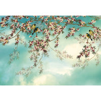 Komar Sakura Wall Mural, Blue-Printed on recyclable paper