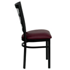 Flash Furniture HERCULES Series Black Window Back Metal Restaurant Chair - Burgundy Vinyl Seat-Window Back Design