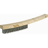 Weld-Mate Long Handle Industrial-Duty Scratch Brushes, Steel, 4 x 19 Wire Rows, 13-3/4" Long - 36 Pack-Brush Length: 5-3/4"