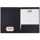 JAM Paper Two Pocket Presentation Folders, Black Linen, 12 Pack (99594dg)-2 pocket