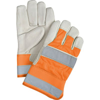 Zenith Safety Premium Quality High Visibility Fitters Gloves, Large, Grain Cowhide Palm, Cotton Inner Lining - 12 Pack-Cuff Material: Rubberized