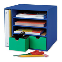 Pacon Classroom Keepers Management Centre, Blue (PAC001331)-Set up classroom centers around the room and organize them all with this convenient corrugated storage unit. This unit is versatile and will work with math centers, literature centers, art centers, listening centers and many more.