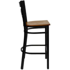 Flash Furniture HERCULES Series Black "X" Back Metal Restaurant Barstool - Cherry Wood Seat-"X" Back Design